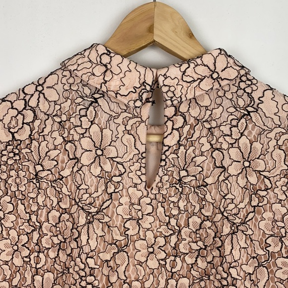 Karl Lagerfeld 10 Lace Bow Top Blouse Blush Pink - Picture 7 of 10